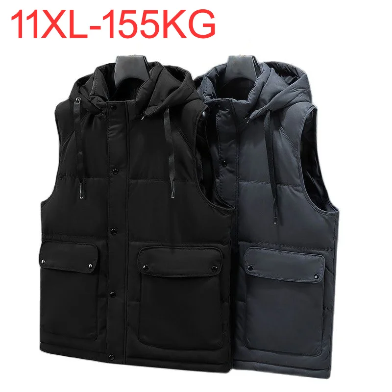 Мужской жилет размера плюс 9XL 10XL 11XL мужской новый осенний теплый без рукавов