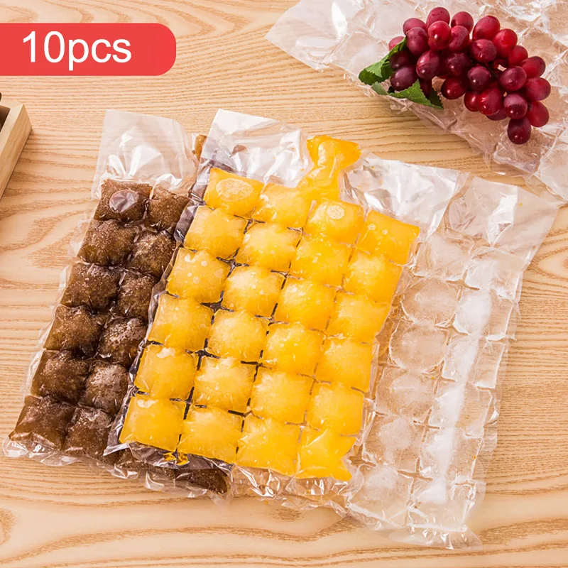 

10pcs/pack Ice Cube Tray Mold Disposable Self-Sealing Ice-making Bags Transparent Faster Freezing Mold Home Kitchen Gadgets