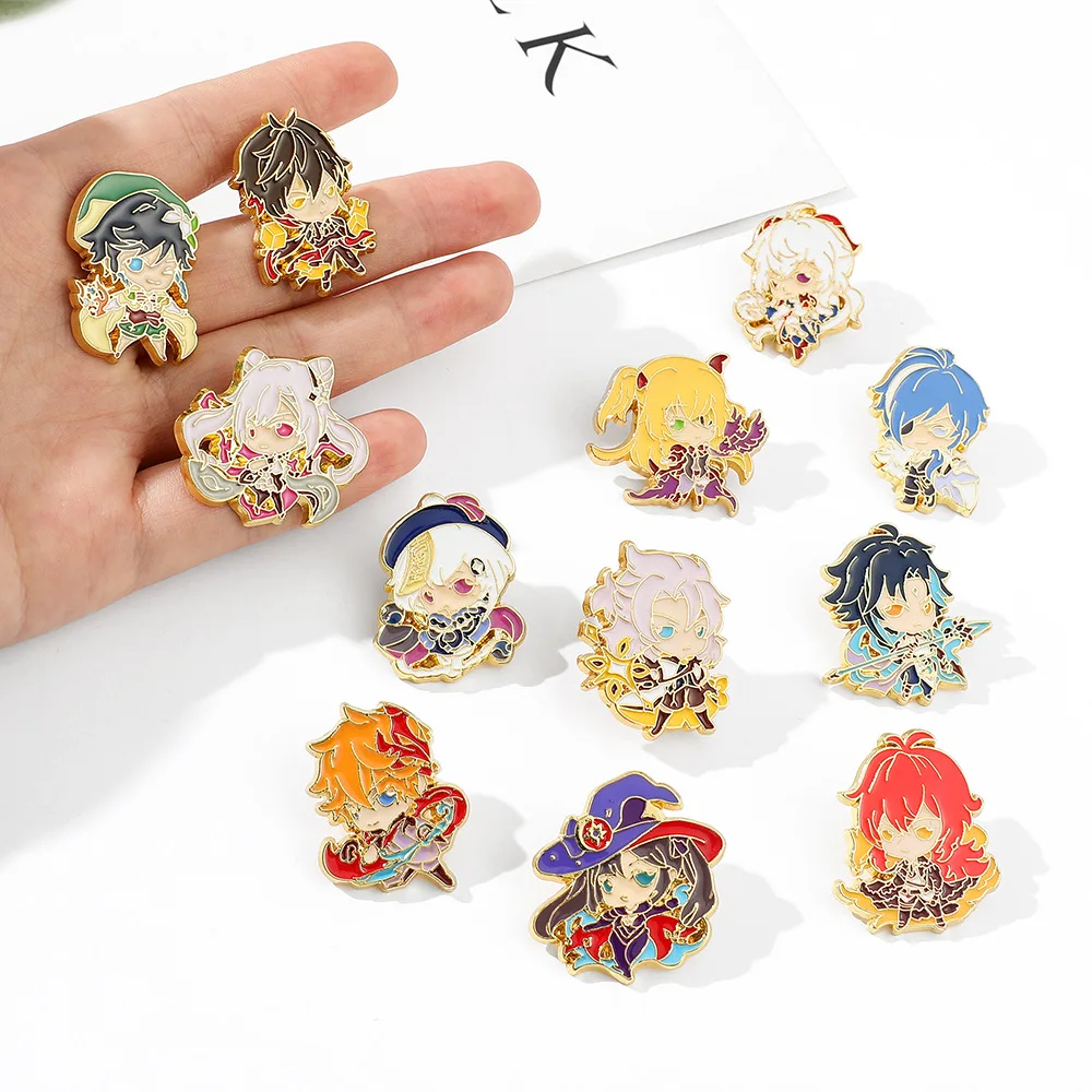 

Anime Genshin Impact Wendi Hu Tao Zhongli Brooch Pins Keqing Tartaglia Xiao Enamel Badge Brooches Lapel Pin Jewelry Gift