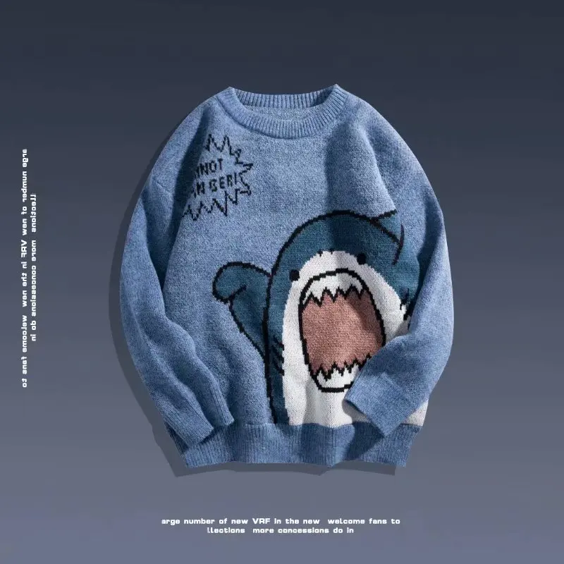 

2022 Модный осенне-зимний мужской свитер, уличная одежда в японском стиле, свитер с мультяшным рисунком, мужская повседневная одежда, свитеры ...