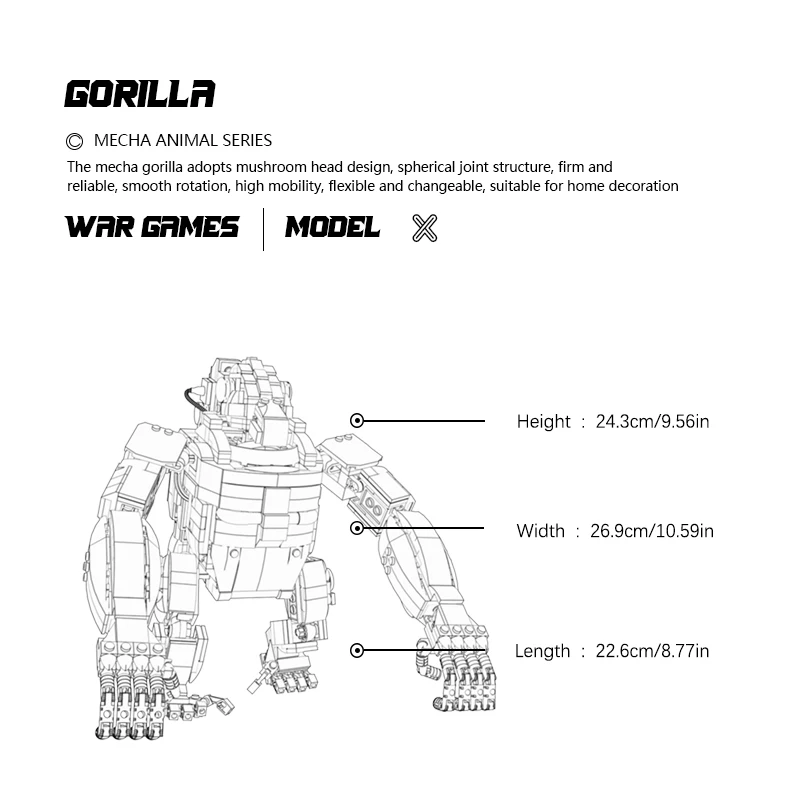 Фото Конструктор MOC War, персонаж пионерской игры Winster Gorilla Mecha, строительные блоки, сборные детали, Детская модель, коллекционный подарок на день ро... №2