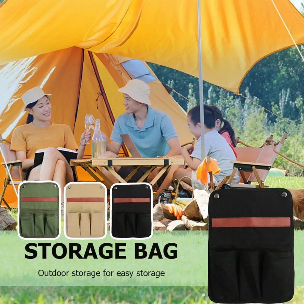 

Camping Chair Armrest Storage Bag Canvas Folding Chair Organizer Side Pocket Pouch Bag for Outdoor Camping Picnic Fishing B A3D5