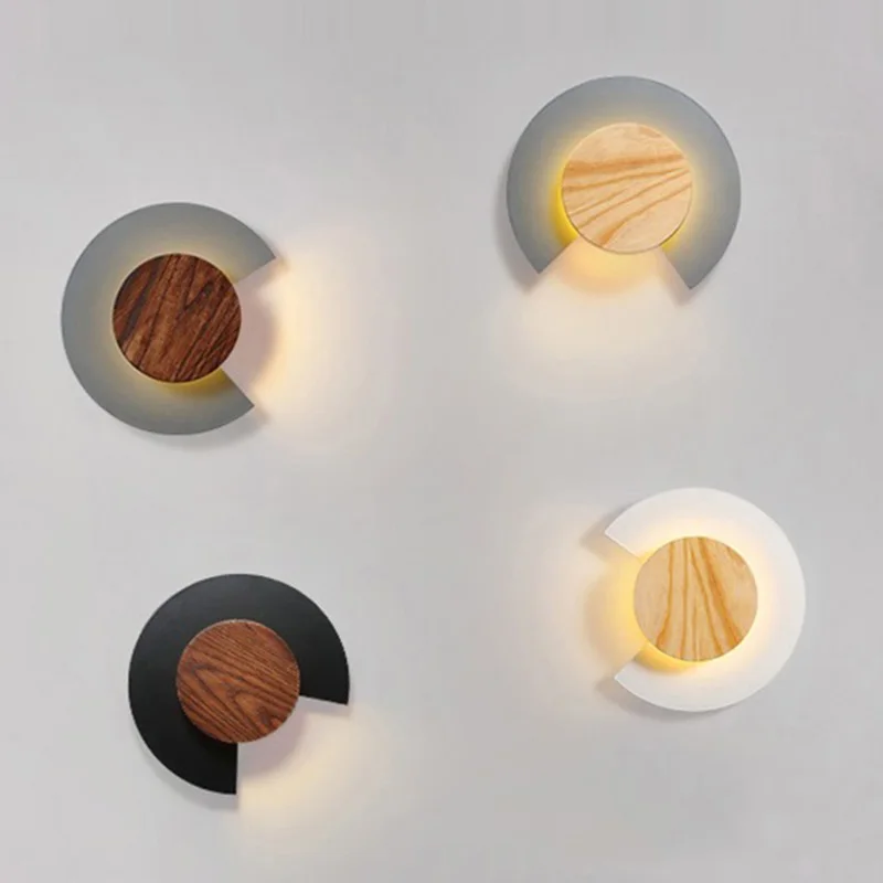 

Однотонная деревянная настенная лампа, современные светодиодные светильники из орехового дерева/бревен, декоративное бра для гостиной, спальни, прикроватного столика, коридора, 5 Вт