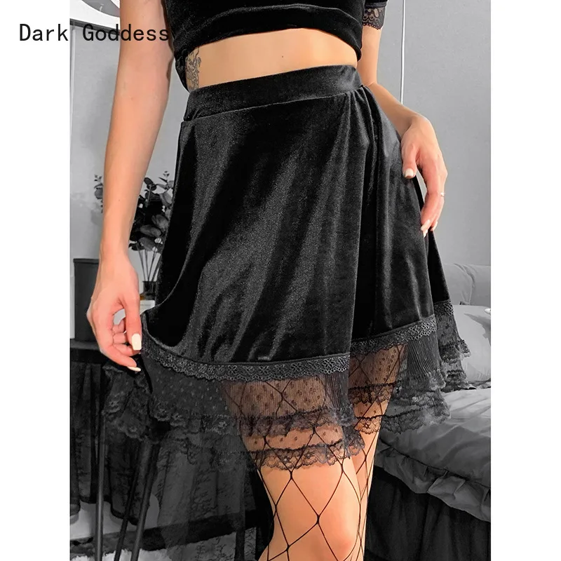 

Gothic new skirt Solid color sexy lace short skirt women's clothing