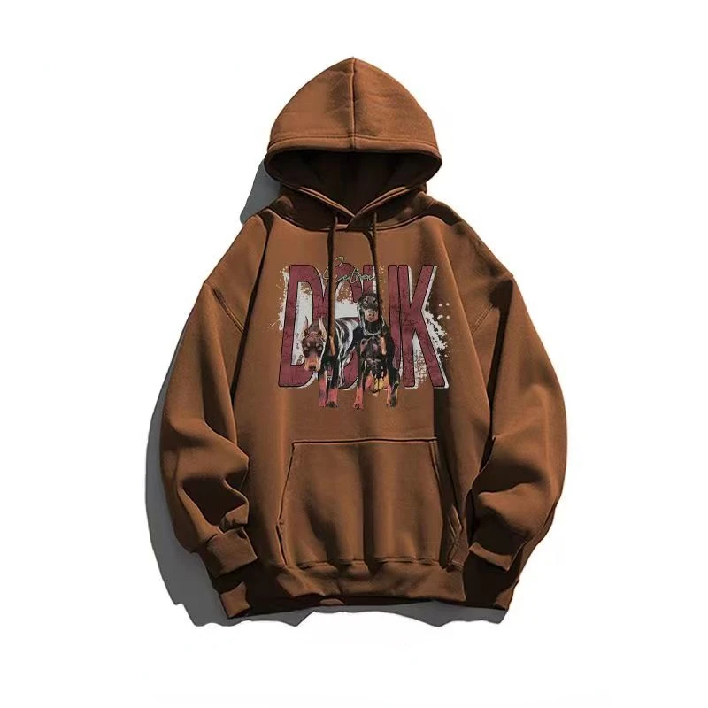 

Men Hoodies Sweatshirt Doberman Spaniel Print Street Style Men Hooded Sweatshirts Hoodie Autumn Brown Black Gray Sportswear