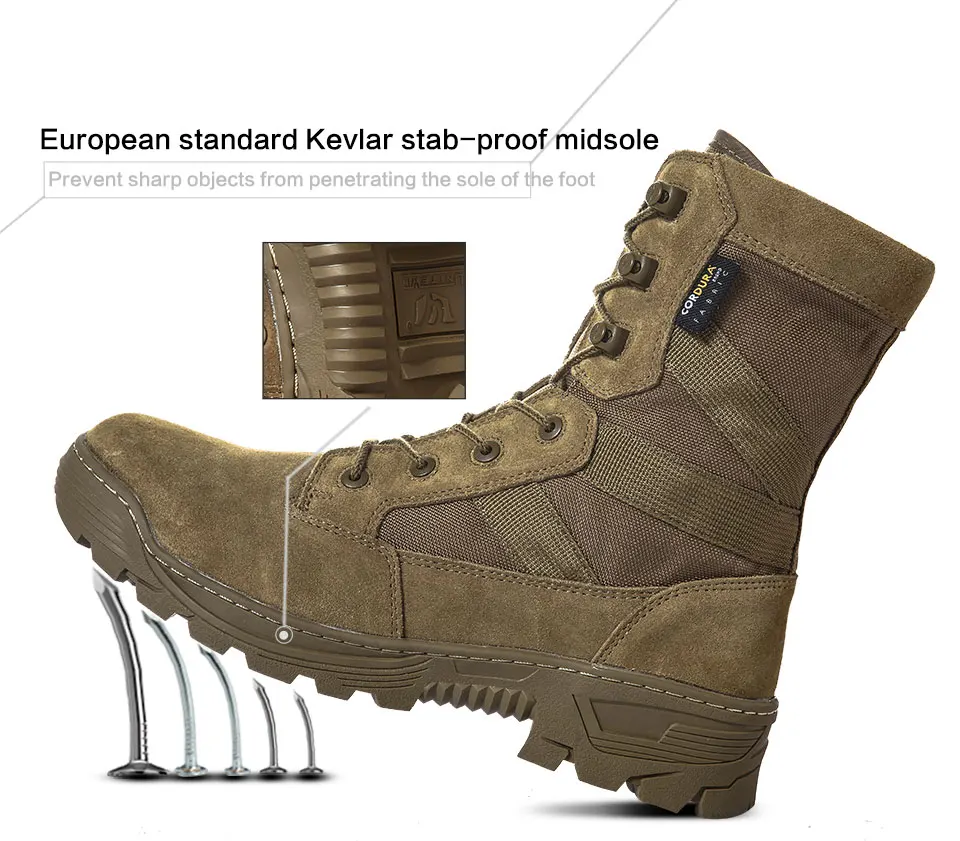 

Waterproof Trekking Hiking Shoes Men Military Tactical Combat Boots Layer Split-grain Airsoft Gear Boots Botines Hombre Sneakers