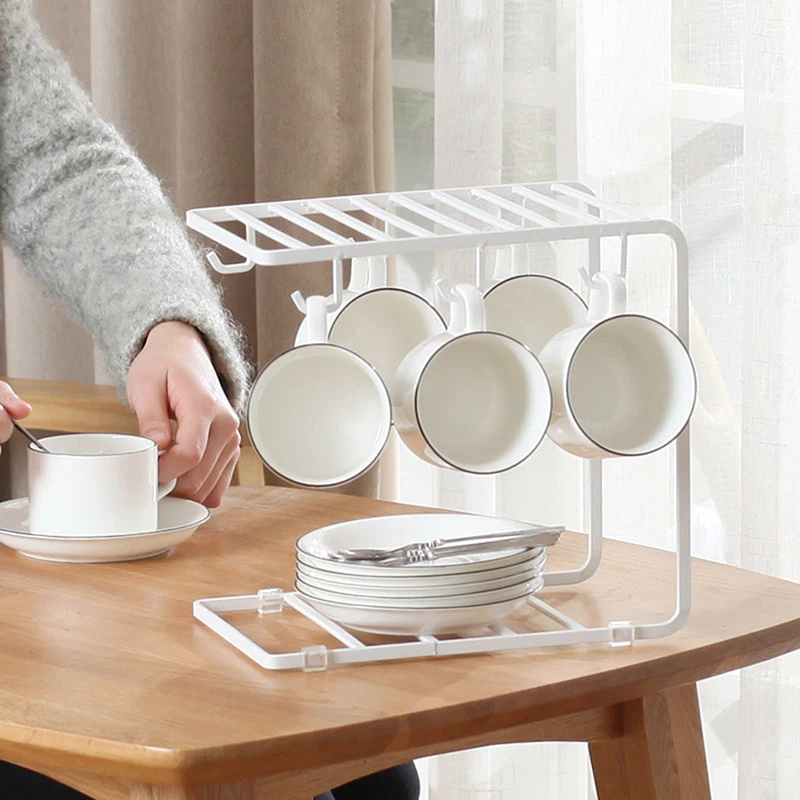 

Multiple Hooks Art Coffee Cup Rack Glass Tea Organizer Marc Holder Kitchen Storage Organization