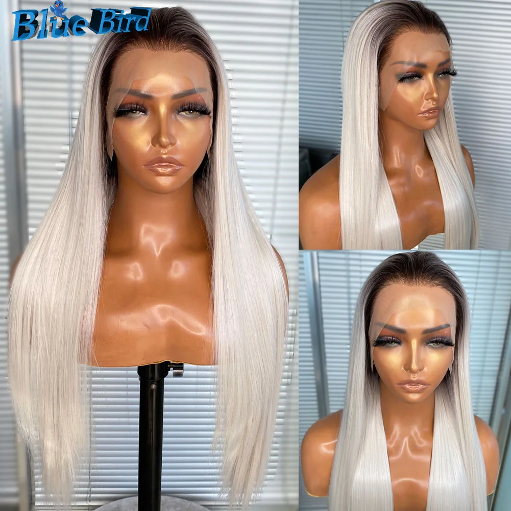 Long4T60 Futura Hair 13x4 Heat Resistant Synthetic Lace Front Wigs For Black Women Dark Roots Silky Straight Ombre Gluesless Wig