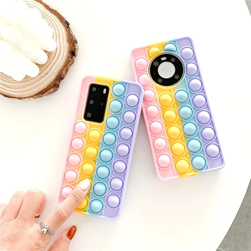 Pop Fidget Toys Silicone Case For OPPO A74 A94 A54 A72 A53 A93 A52 A15 A95 A92 A91 A55 A83 A57 A59 A39 A32 A77 Reno 6 5 4 3 Case