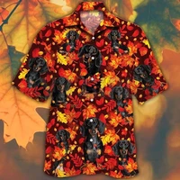dachshund autumn red leaves hawaiian shirt 3d all over printed hawaiian shirt mens for womens harajuku casual shirt unisex