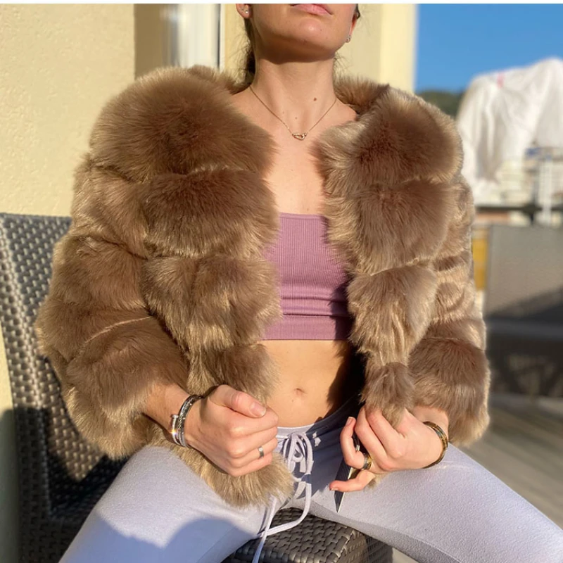 Mink Coats Women Autumn Winter Top Fashion Pink FAUX Fur Coat Elegant Thick Warm Faux Fur Jackets for Women 2022