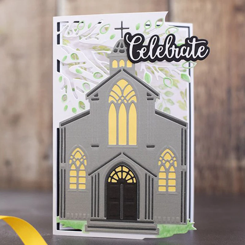 

Panalisacraft старинное здание часовни штампы трафареты для «сделай сам» Скрапбукинг/альбом декоративное тиснение «сделай сам» бумажные карты