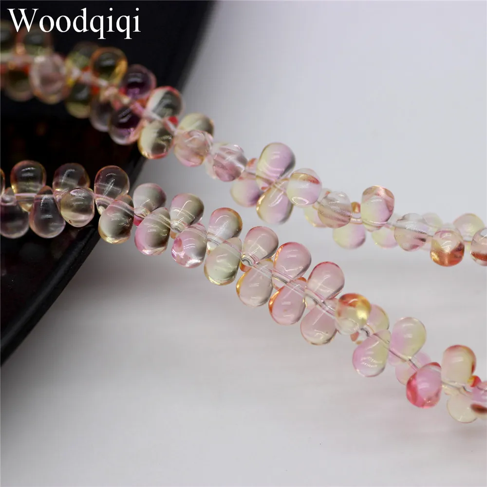 Coloured Glaze Glass Water Drop 20pcs 5X6mm With Hole Gradient Loose Beads Wholesale Lot For Jewelry Making DIY Crafts Findings