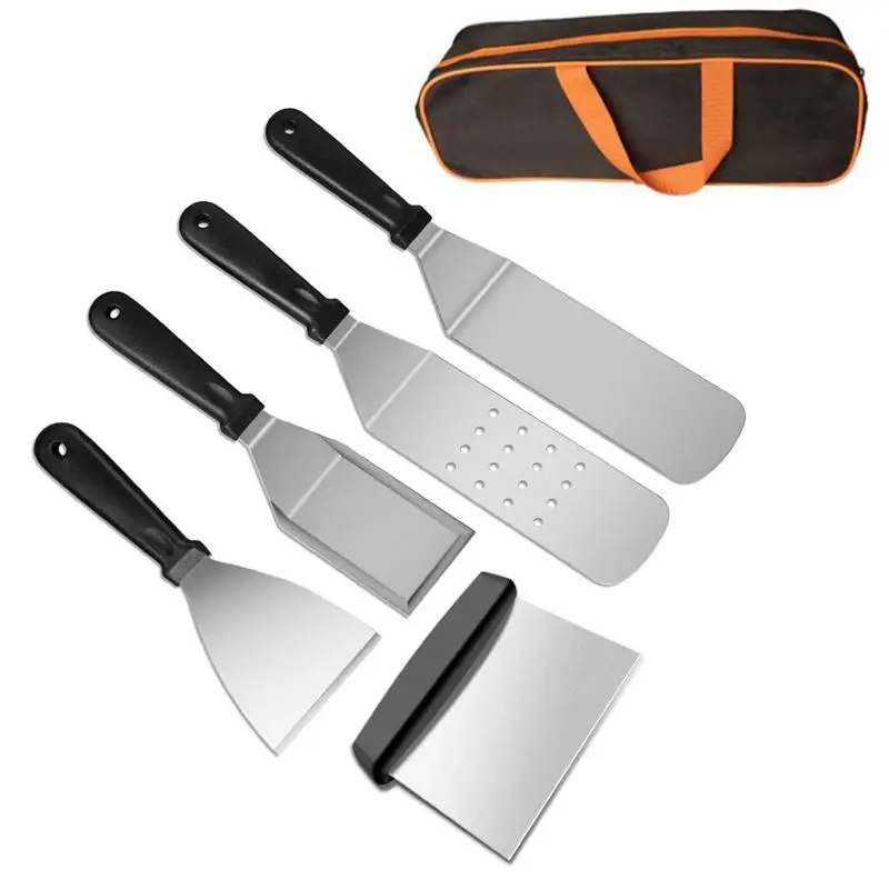 

Grill Tool Spatula Set Stainless Steel Tool Set For Griddle Anti Rust Grill Spatula Kit With Polished Surfaces Comfortable Grip