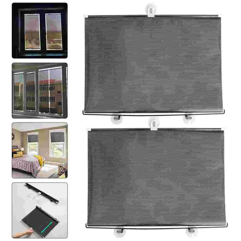 

2pcs Sun Blocking Curtains Non-perforated Balcony Suction Cup Shade Curtains Free-perforated Balcony Suction Cup Sunshade