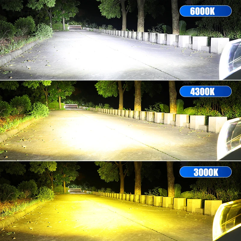 2X Tricolor Car Light H11 LED H1 H4 H7 9012 Headlight Bulbs 6000K 3000K 4300K 20000LM H9 9005 9006 HB3 HB4 880 Auto Fog Lamp - купить по