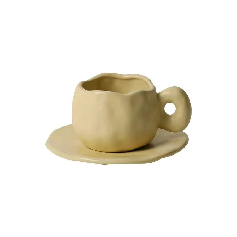 Japanese Stoneware Retro Coffee Mug with Saucer Breakfast Milk Oatmeal Cups Office Water Mug Design Style Mug Birthday Gift