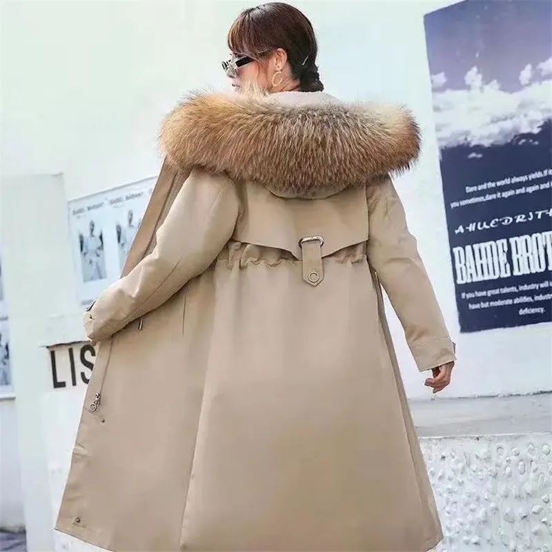 Pike Big Fur Collar Hooded Fur Jacket Women's 2022 Winter Loose Detachable Liner Coats Warm Female Long Snow Parkas Outwear enlarge