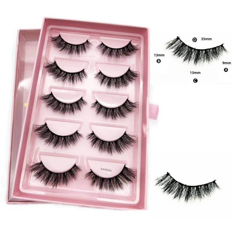 5 пар многослойных гибких натуральных тонких легких накладных ресниц ручной