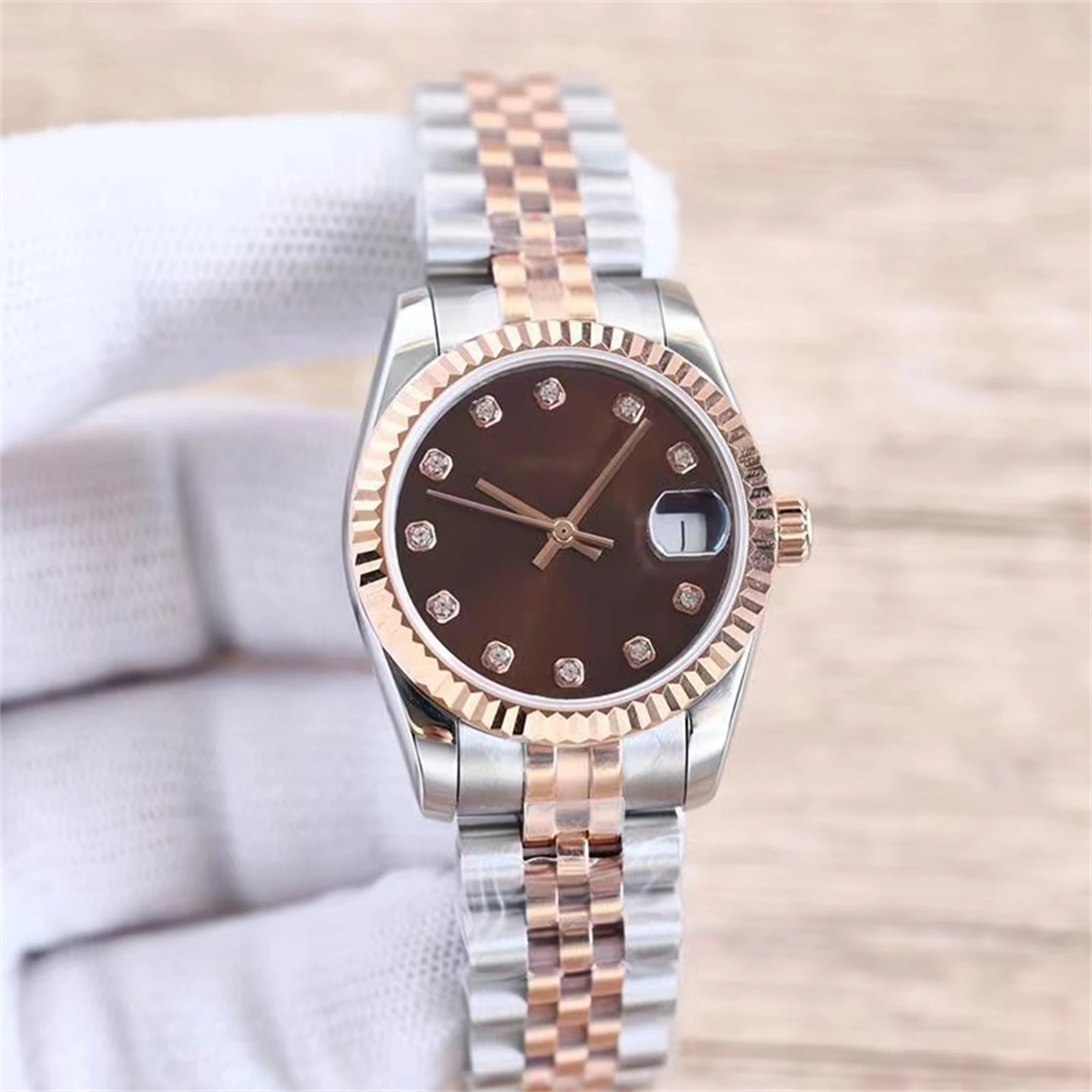 

Ladies Watch Fully Automatic Mechanical 28-31mm Stainless Steel Strap Diamond WristWatch Waterproof Design Montre Gift
