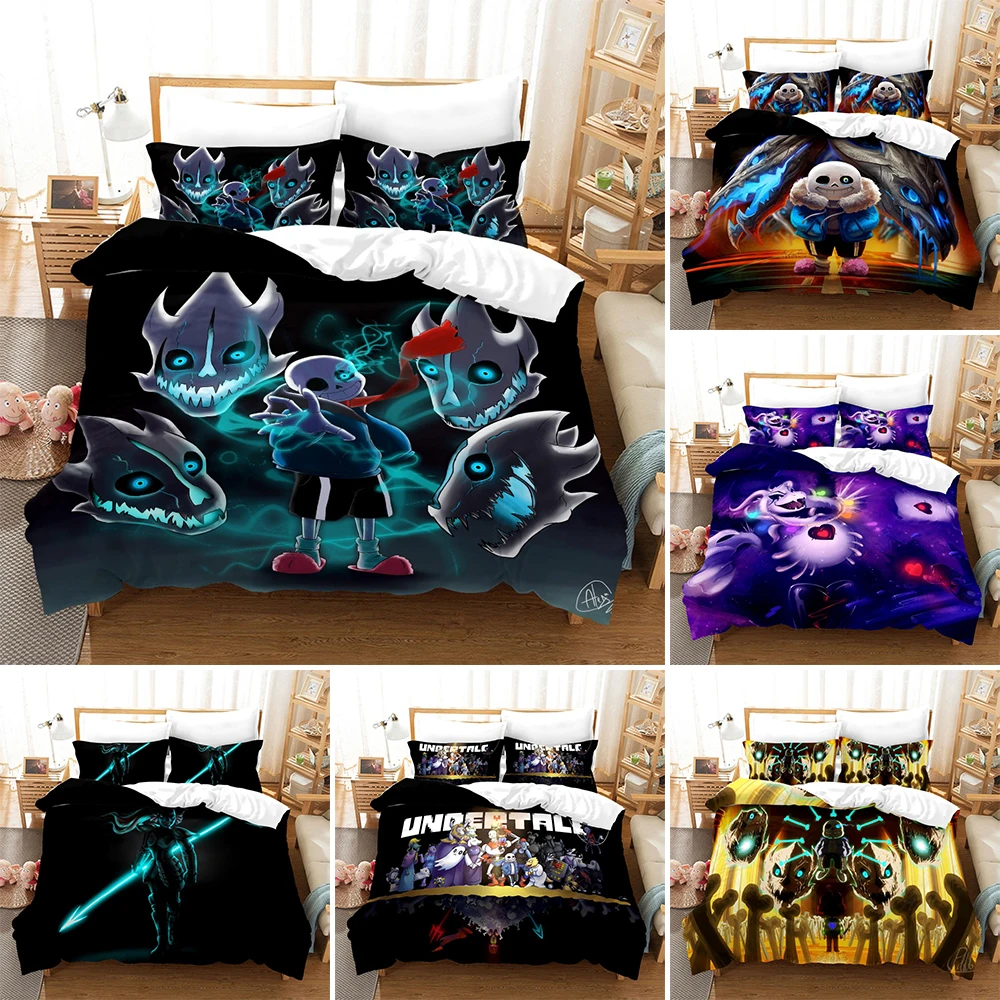 

Steam Game Theme Cartoon Undertale Bedding Set 2/3pcs Quilt/Comforter Cover Single Double Full Size For Boys Teens Bedroom Gifts