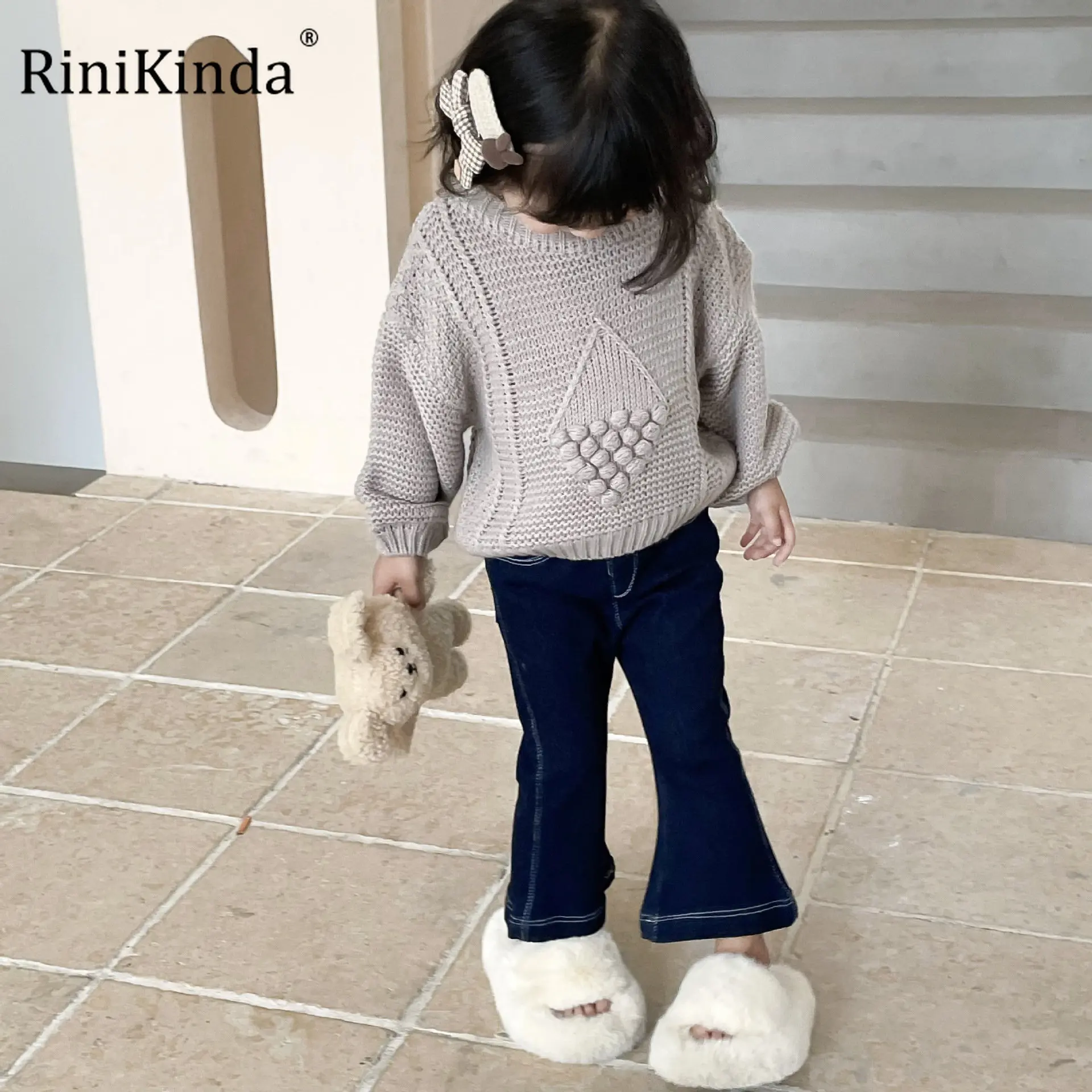 

RiniKinda Children Sweaters Kids Knitting Pullovers Tops Sweatersuit Autumn Winter New Toddler Girls Long Sleeve Sweaters Coat
