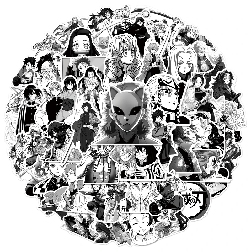 

Мультяшные аниме черно-белые наклейки на ноутбук, чемодан