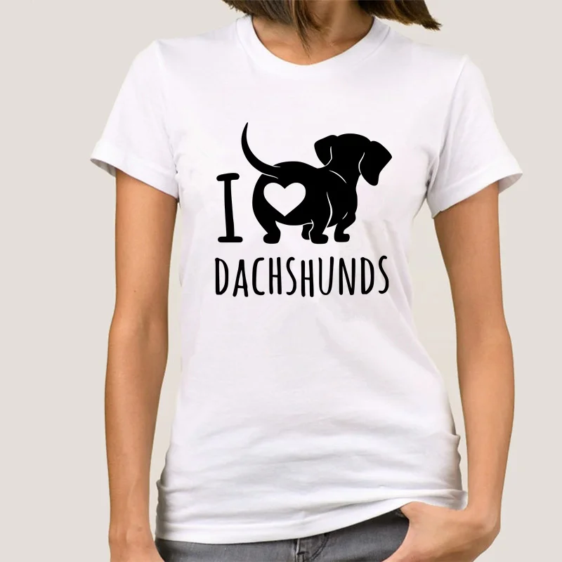 Футболка женская с надписью такса и коротким рукавом |