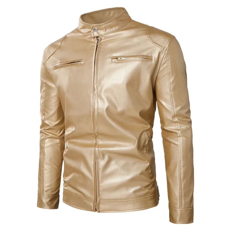 

Блестящая металлическая куртка из искусственной кожи, Мужская Золотая куртка для вечеринки, ночного клуба, DJ певицы, модная повседневная куртка на молнии, пальто 5XL
