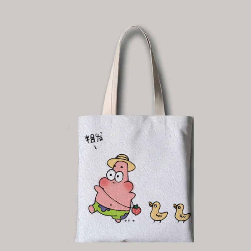 Сумка на одно плечо Губка Боб холщовая сумочка молнии мультяшный саквояж