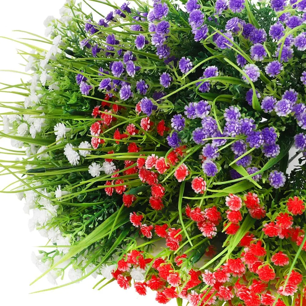 

5pcs Artificial Flowers UV Resistant Plastic Flower Plants Faux Fake Flowers for Outside Indoor Vase Pots Hanging Planter Decor