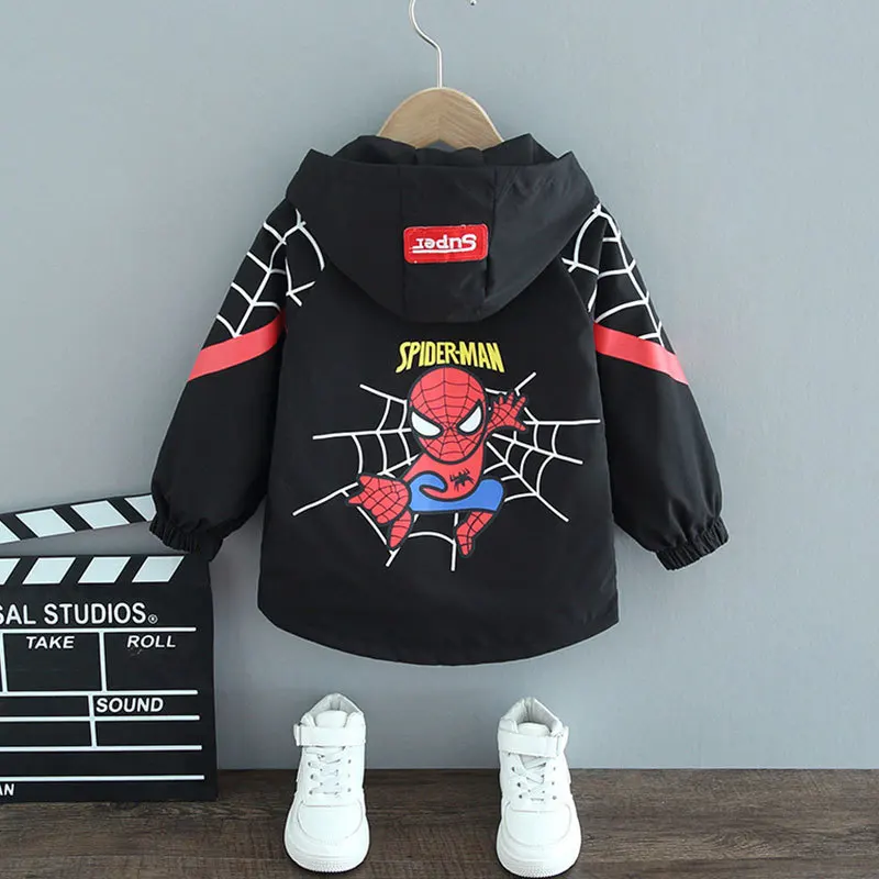 Spring Toddler Boys Clothes Spiderman Baby Children Jacket Coats Autumn Little Kids Windbreaker Boy Hooded Zipper Cardigan