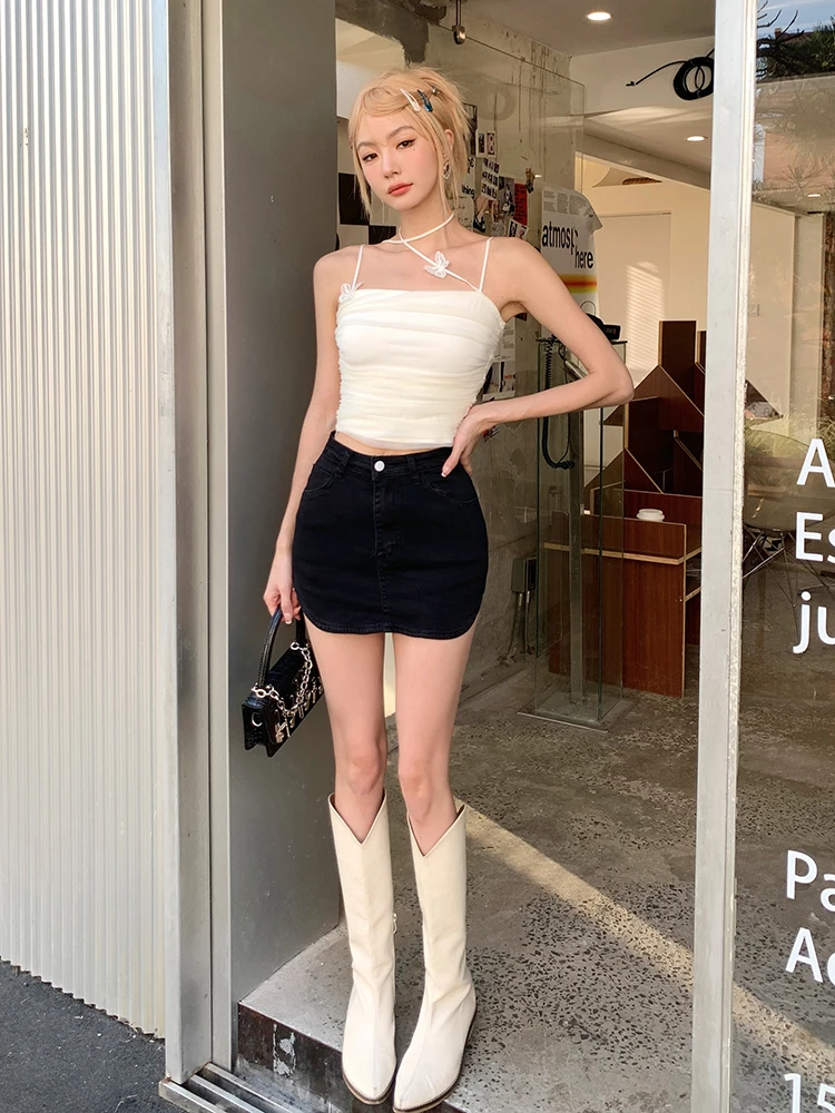 Женский пикантный уличный костюм y2k топ на бретелях-спагетти с открытой спиной и