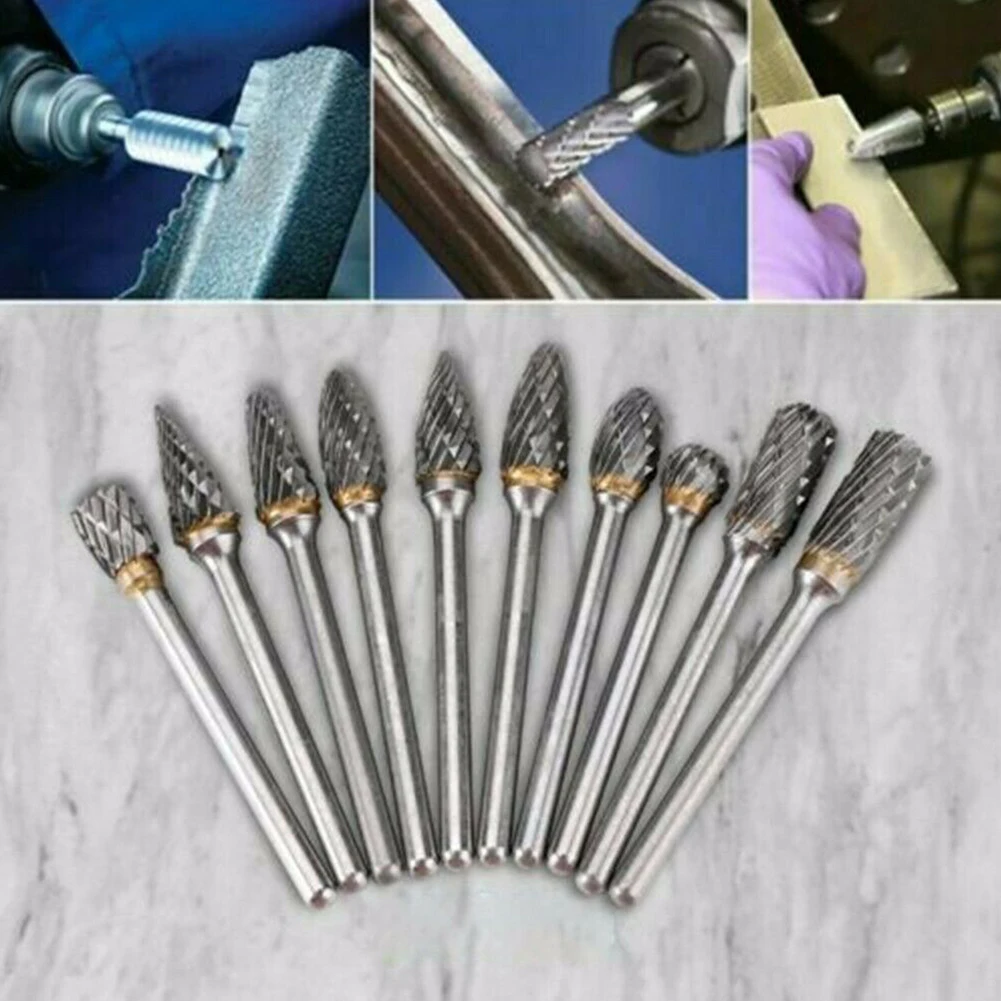 

Grinding Head Drill Bits Electric Air Tool 1/4 Inch Head 1/8 Inch Handle Double Cut Head Tungsten Steel Solid Carbide