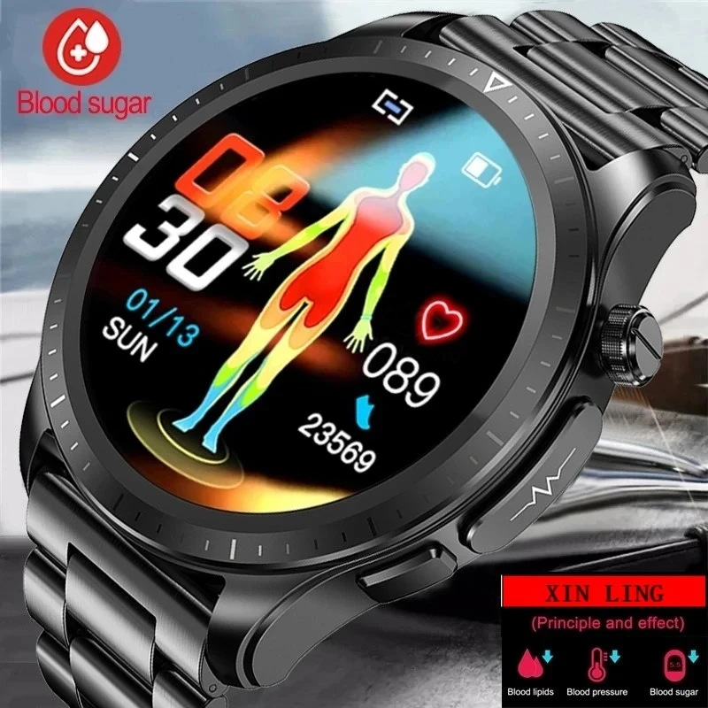 

2023 New Blood Glucose Monitor Health Smart Watch Men Women ECG+PPG Blood Pressure Thermometer IP68 Waterproof Sport Smartwatch