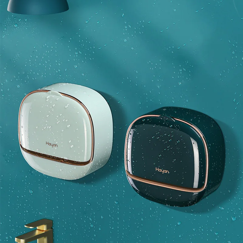 wall mounted soap holder with lid soap container waterproof plastic soap box home soap dish bathroom accessories storage box free global shipping