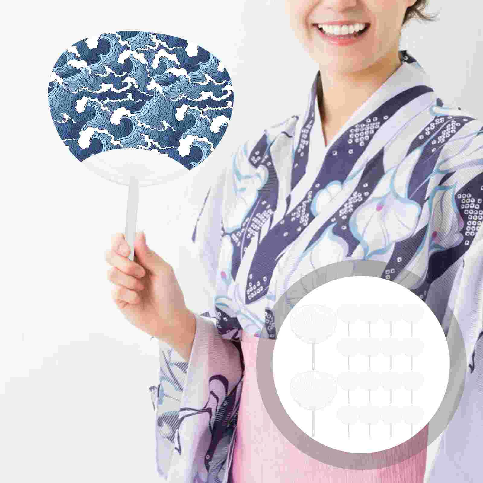 

20 шт. японский веер Uchiwa DIY Kit Ручной Веер рама для рукоделия (белый)