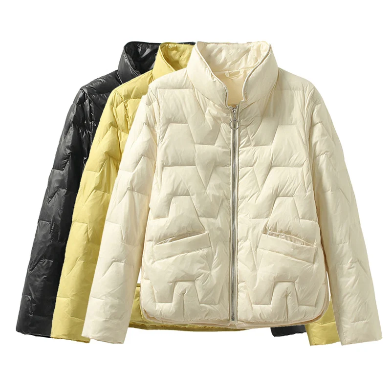 -10 cold Winter Autumn Ultra Light Women 90% White Duck Down Jacket Short Outwear Casual Lightweight Solid Color Warm Snow Coat