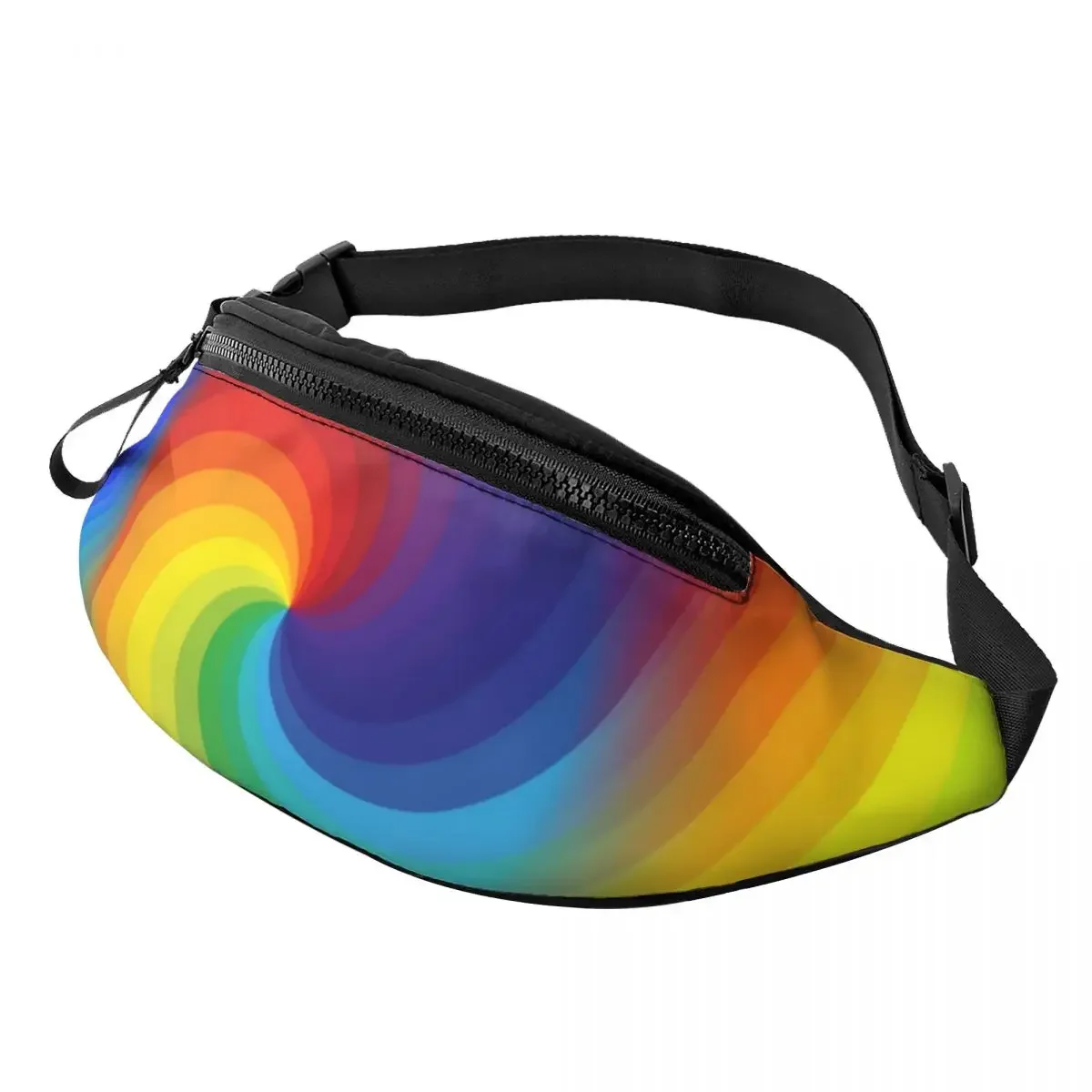 

Rainbow Swirl Art Waist Bag Colorful Tie Dye Travel Teenagers Waist Pack Polyester Print Bag