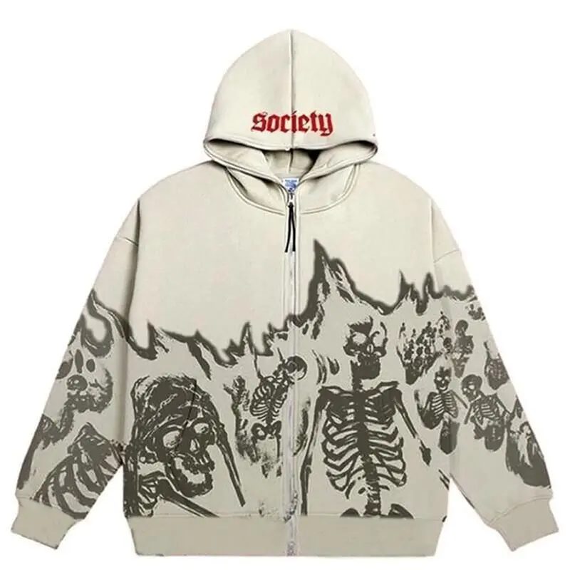 

Skull Y2K Zipper Retro Gothic Women's Hoodies&Sweatshirt Loose Oversized Harajuk High Street Men's Streetwear
