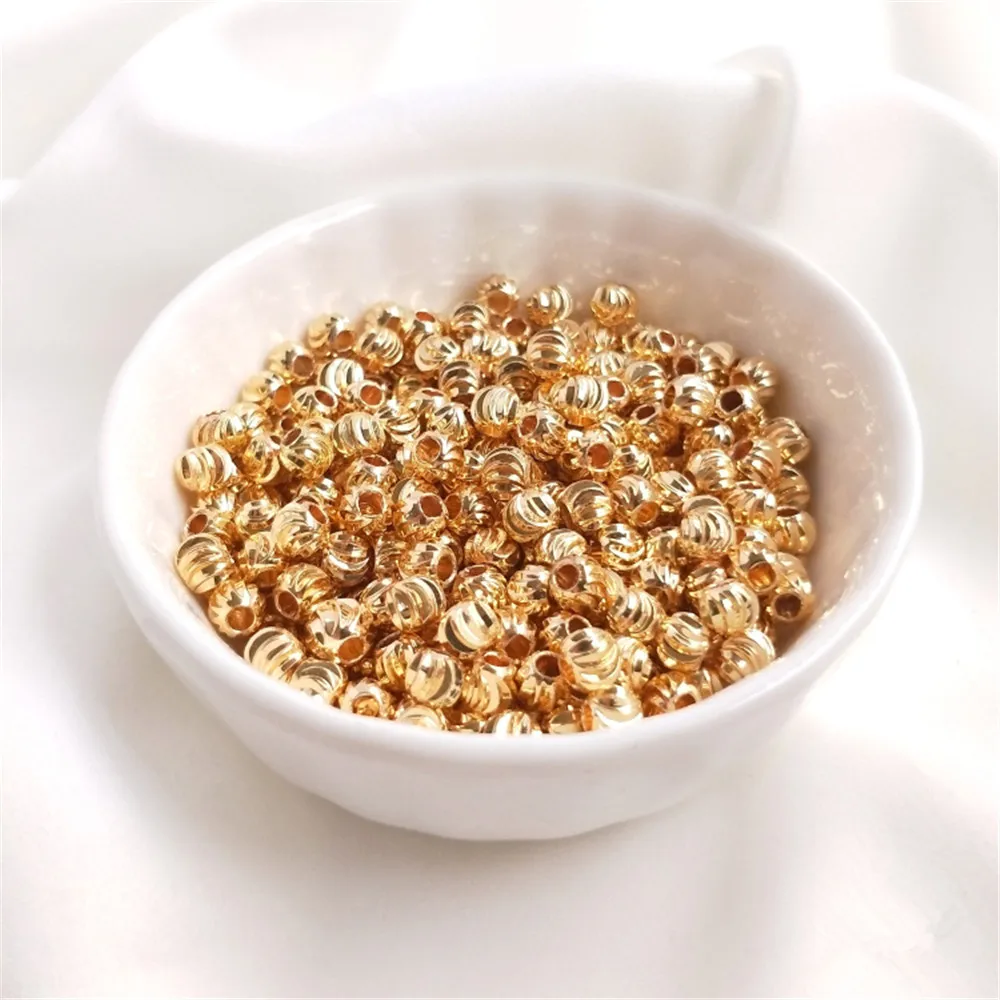 

14K Gold Color Cut flower bead cut cutlass grain round bead DIY hand made string jewelry bracelet necklace accessories material