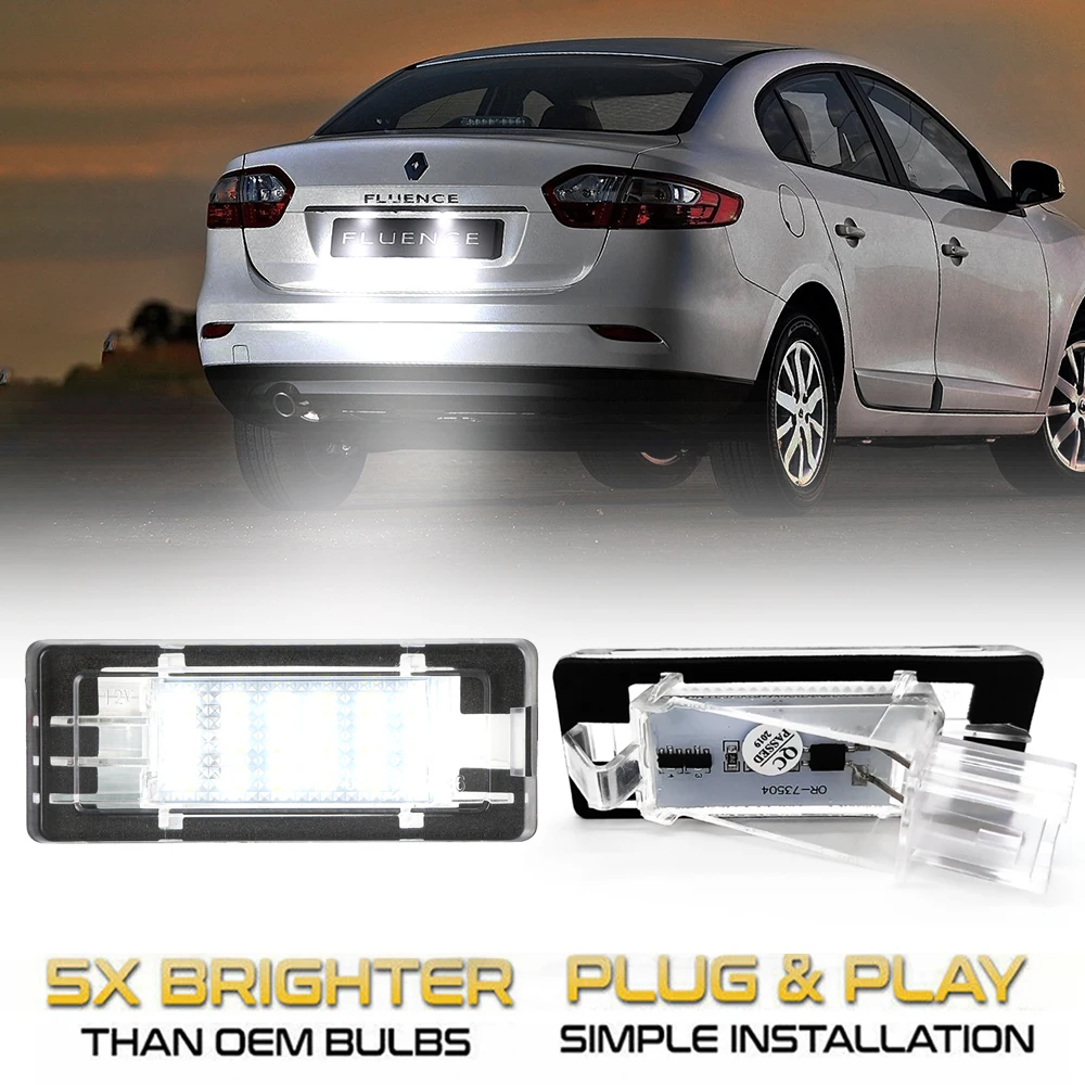 2 шт. светодиодсветодиодный лампы для номерного знака Renault Laguna Espace Scenic Fluence Captur Modus