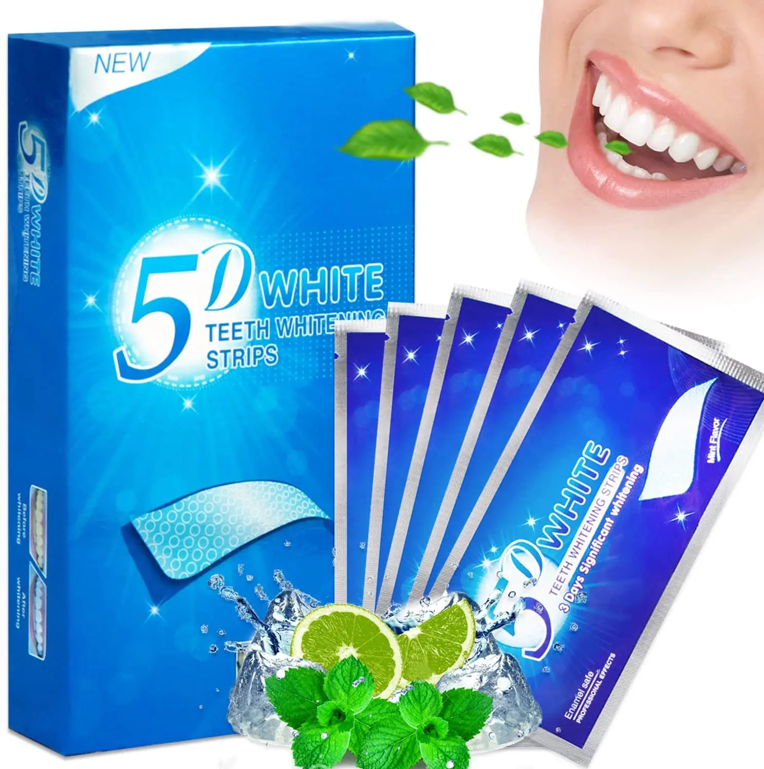 

5D Teeth Whitening Kit No Slip Whitening Strips for Whiting Tooth White Teeth Whitener with Whitening Factor Anti-Sensitive