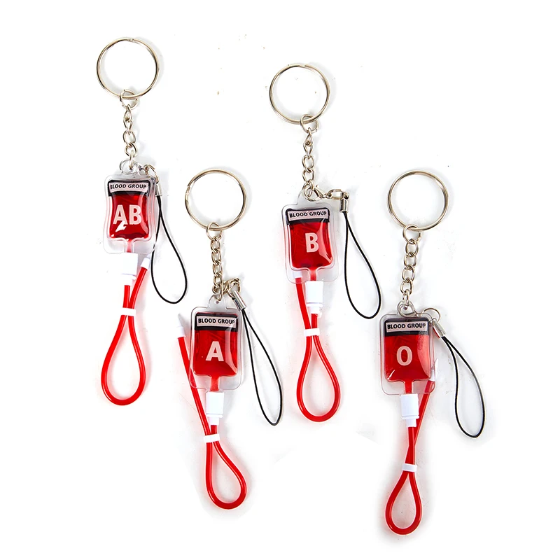 

Popular Blood Pack Key Chains Keys Bag Creative Cool A B O AB Sick Plasma Pack Car Bag Pendant Decoration Birthday Party Gift