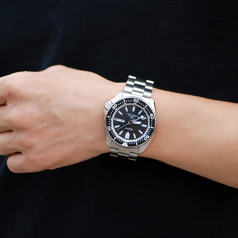 Механические часы HEIMDALLR Sharkey SKX мужские для дайвинга сапфировый белый циферблат