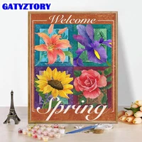 gatyztory picture by numbers for adults flowers poster handpainted diy home decoration kit drawing on canvas oil painting wall