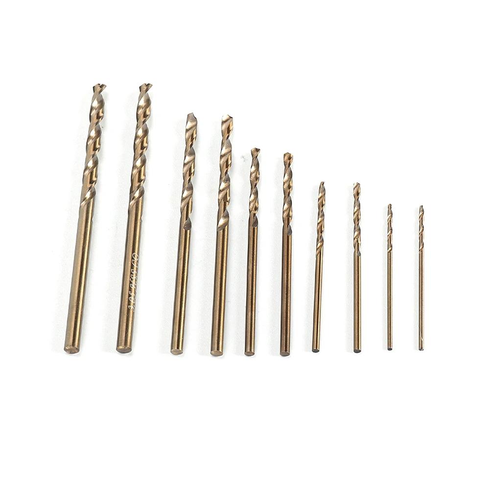 

10pcs/Set Twist Drill Bit Set HSS-Co 5% M35 Cobalt Drill Bit 1mm 1.5mm 2mm 2.5mm 3mm Used For Stainless Steel Power Tools