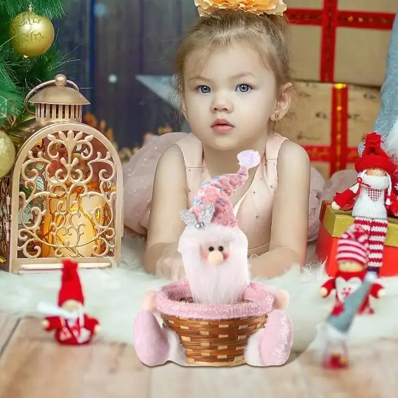 Рождественская корзина для конфет Рождественский плюшевый гном олень снеговик