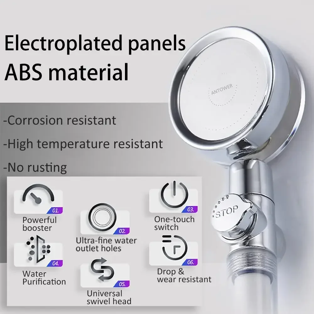 Водосберегающая ручная душевая головка высокого давления с пропеллером и
