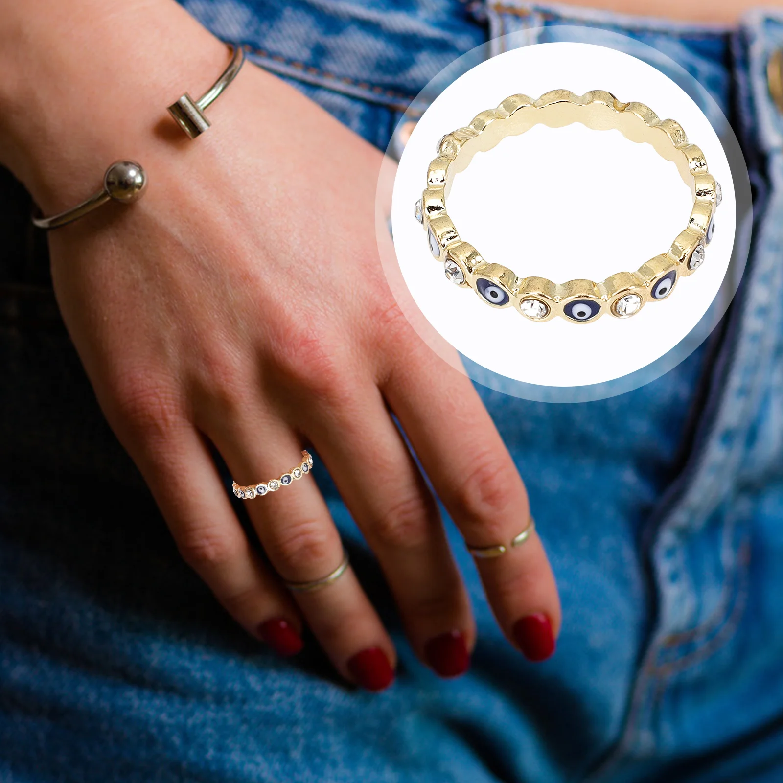 

Evil Eye Ring Jewelry Alloy Ring Evil Eye Ring for Women Finger Ring Jewelry